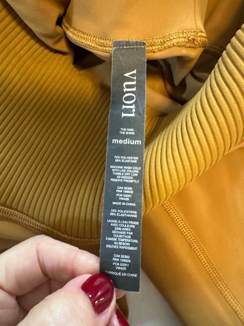 Vuori Ribbed Studio Legging Mustard Yellow Gold Size Medium - Picture 7 of 7